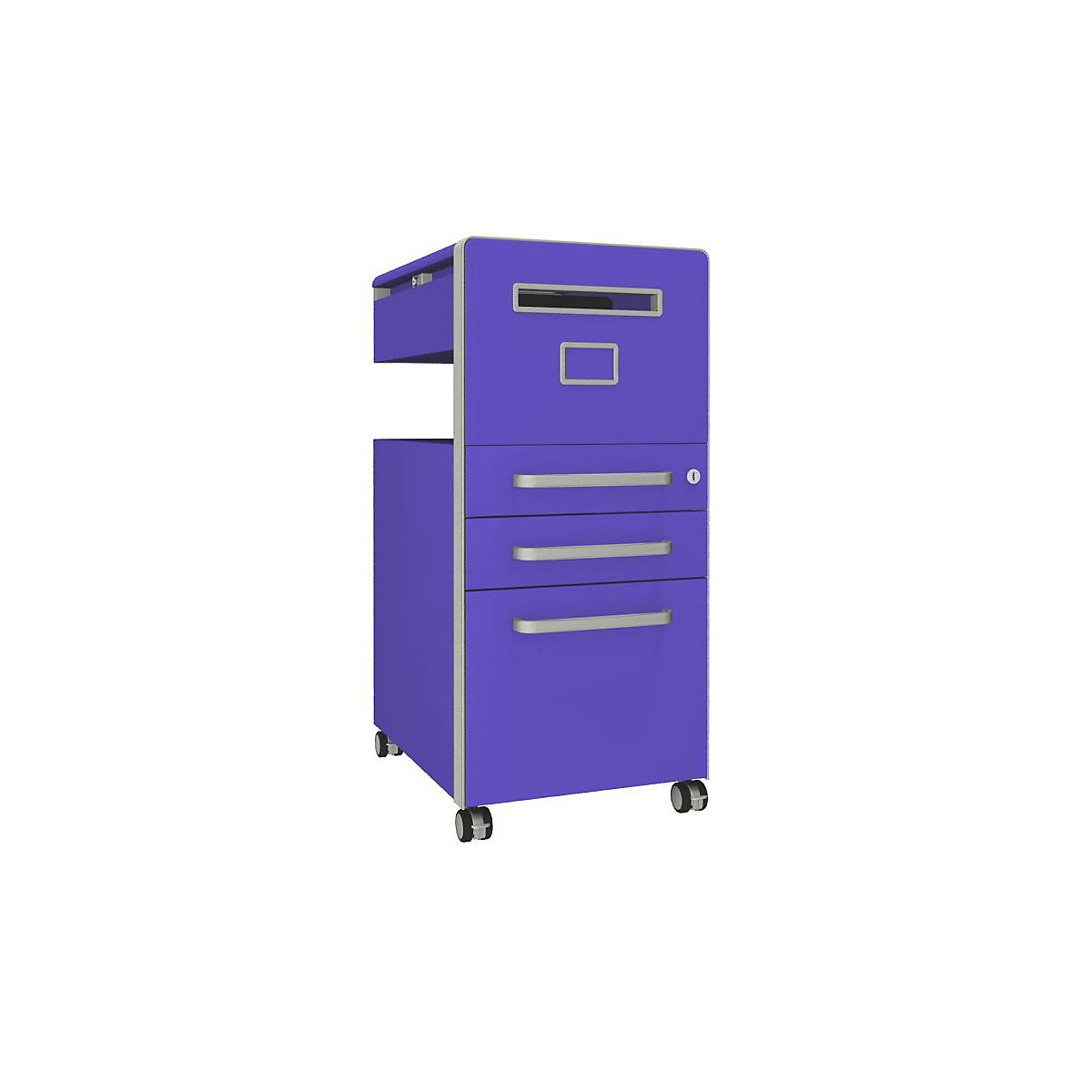 Bite™ pedestal furniture, with 1 whiteboard, opens on the right side – BISLEY, with 2 universal drawers, 1 suspension file drawer, parma-28