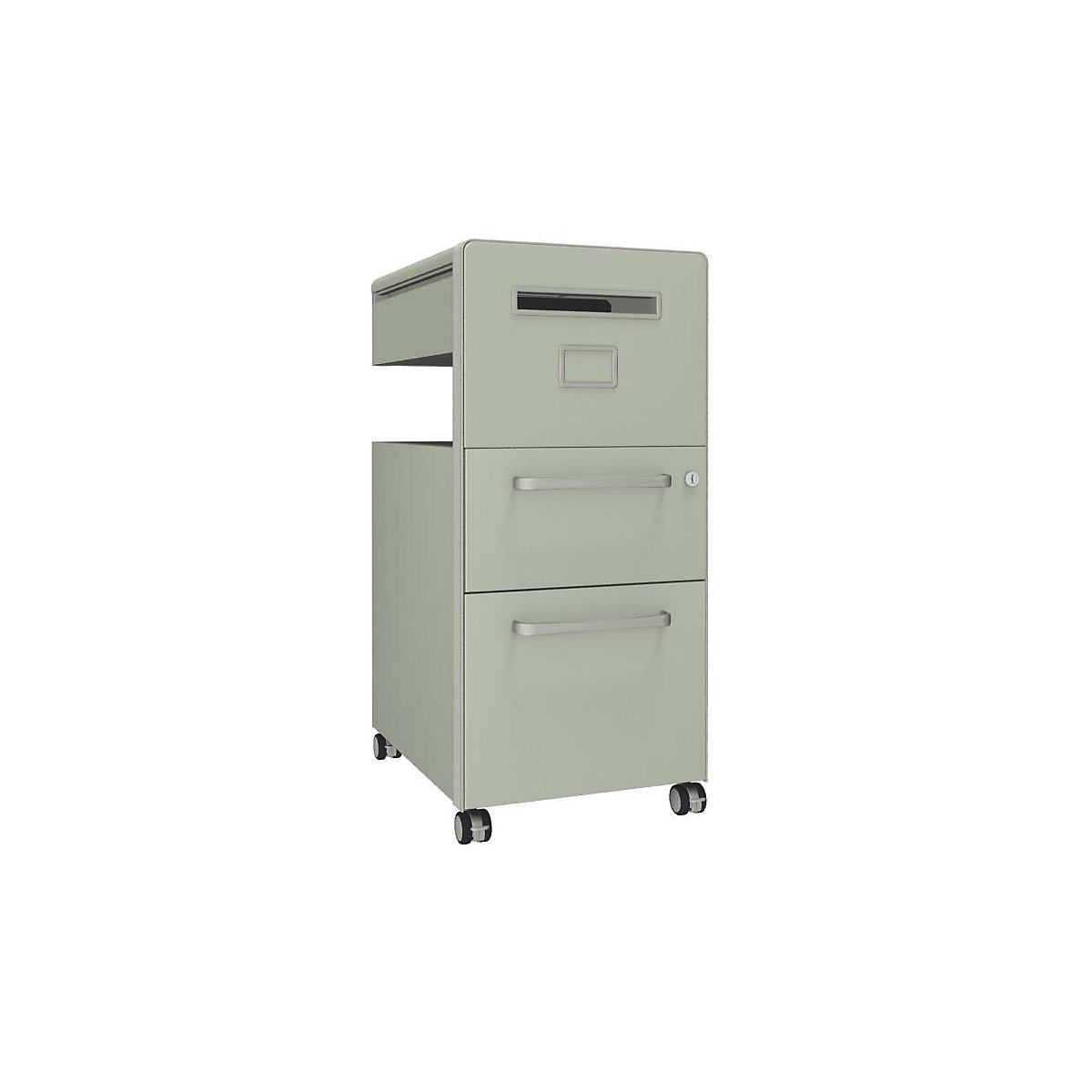 Bite™ pedestal furniture, with 1 whiteboard, opens on the right side – BISLEY, with 1 universal drawer, 1 suspension file drawer, portland-20