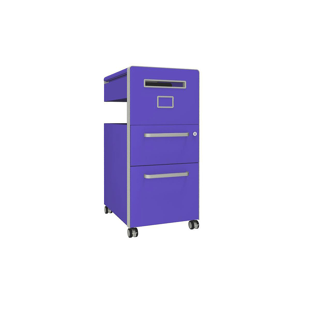 Bite™ pedestal furniture, with 1 whiteboard, opens on the right side – BISLEY, with 1 universal drawer, 1 suspension file drawer, parma-23