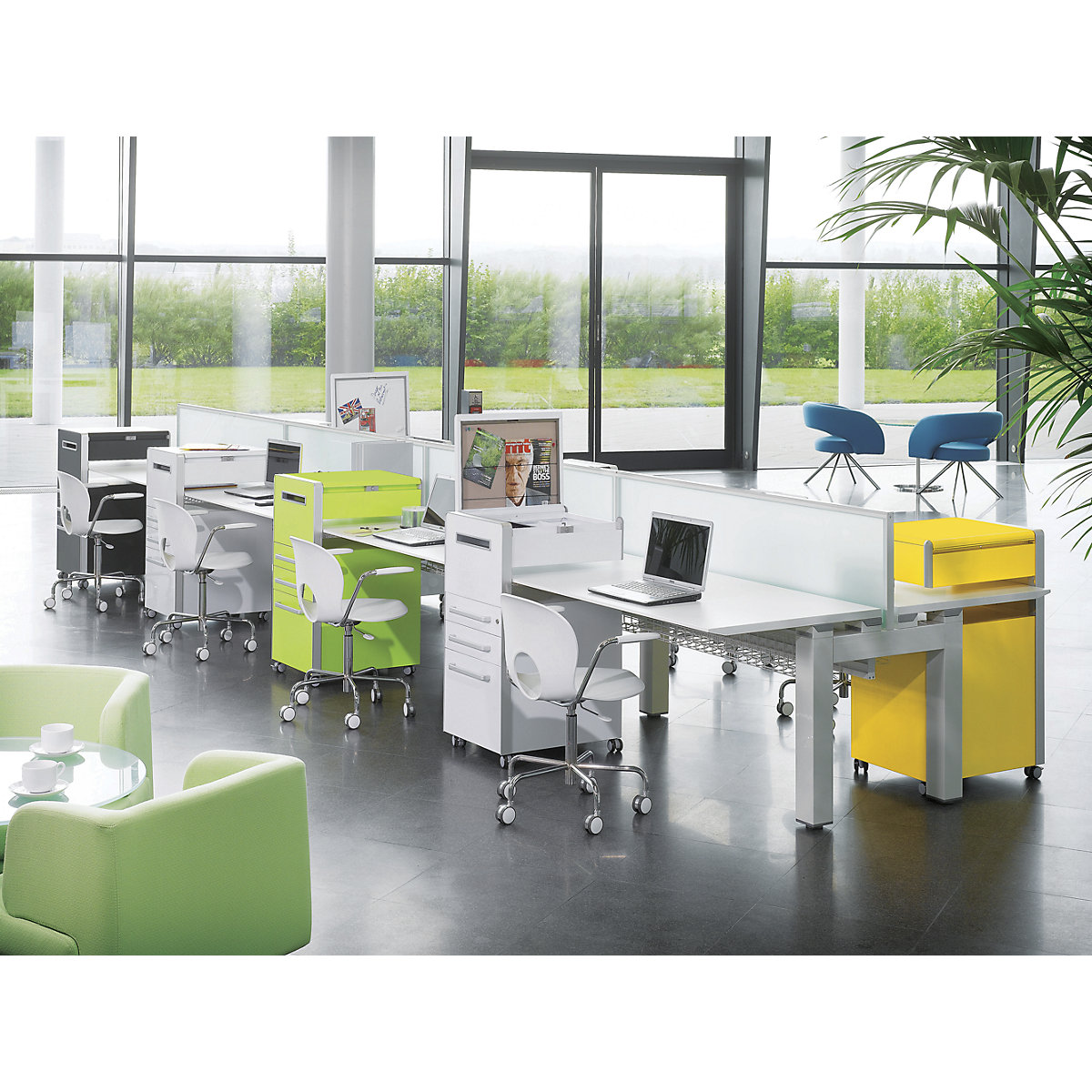 Bite™ pedestal furniture, with 1 whiteboard, opens on the right side – BISLEY (Product illustration 4)-3