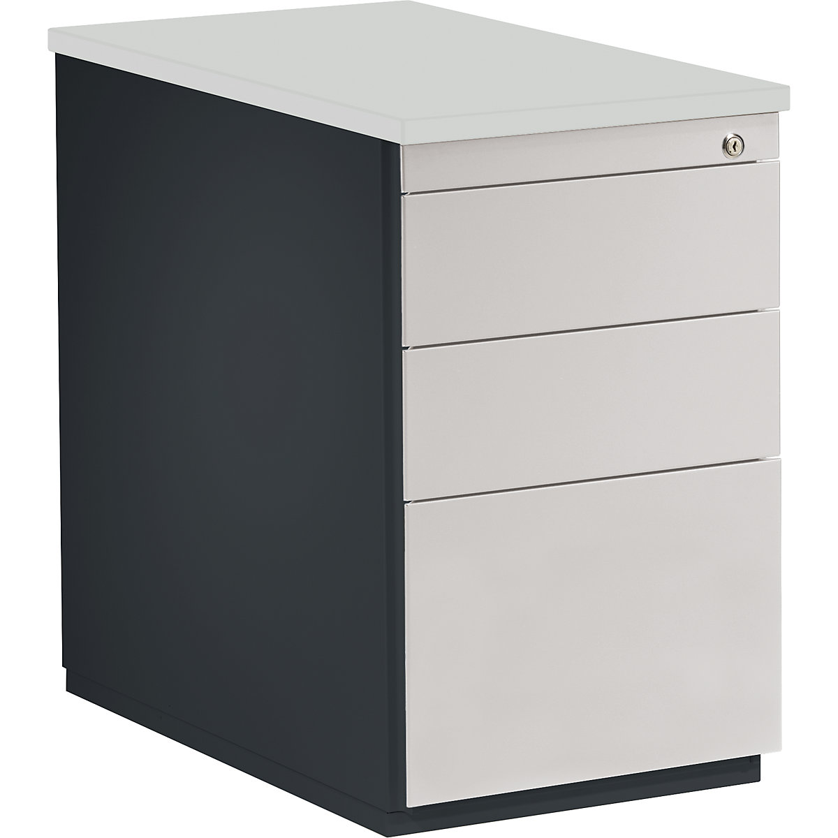 Drawer pedestal – mauser, HxD 720 x 800 mm, 2 drawers, 1 suspension file drawer, charcoal / light grey / light grey-17