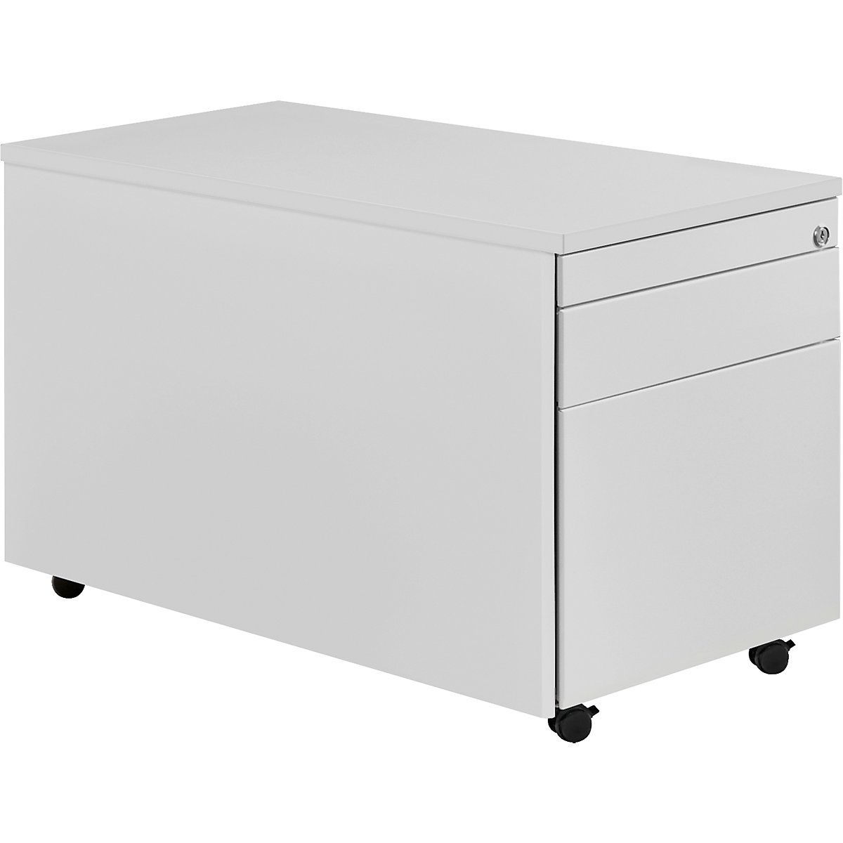 Drawer pedestal with castors – mauser, HxD 529 x 800 mm, 1 drawer, 1 suspension file drawer, light grey / light grey / light grey-4