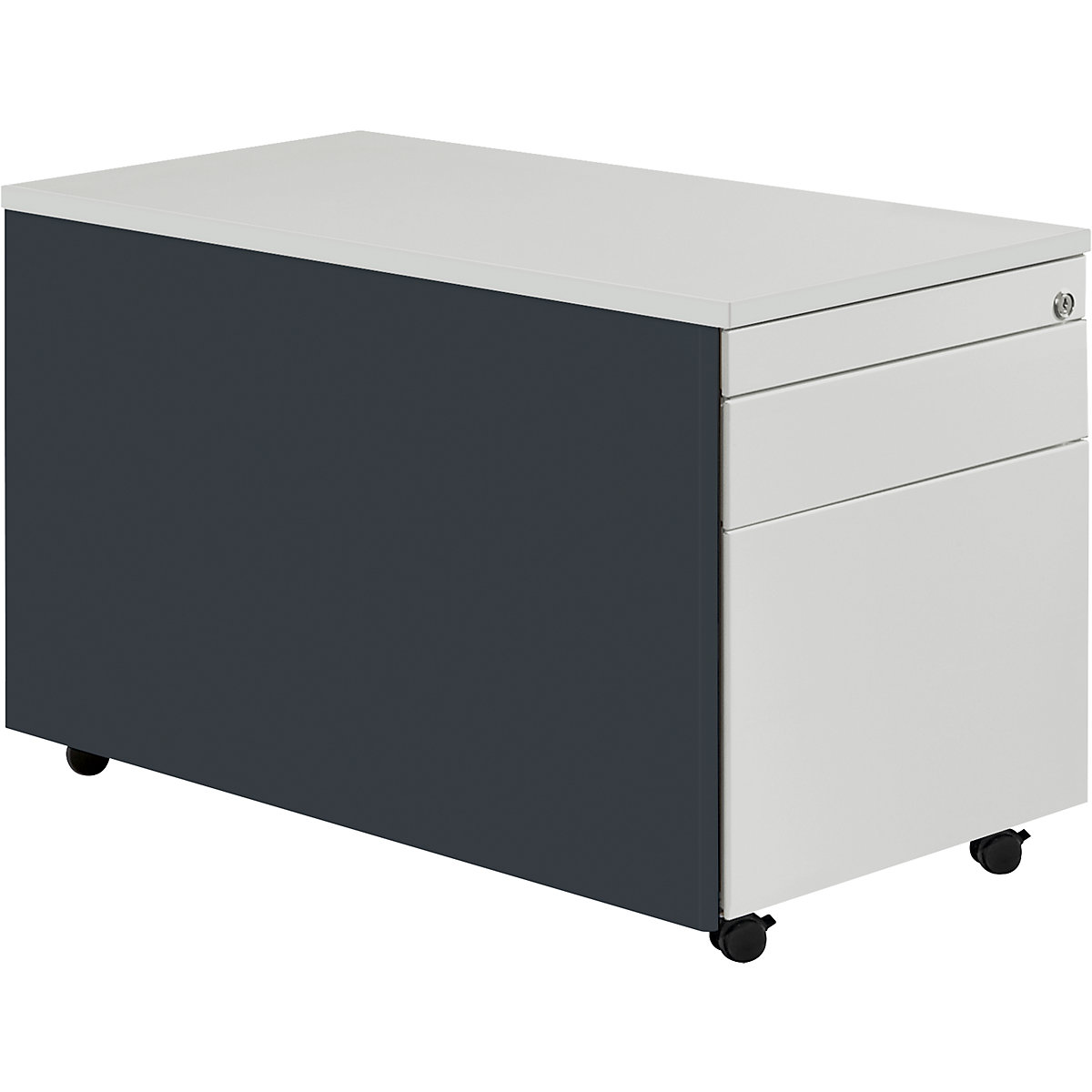 Drawer pedestal with castors – mauser, HxD 529 x 800 mm, 1 drawer, 1 suspension file drawer, charcoal / light grey / light grey-6