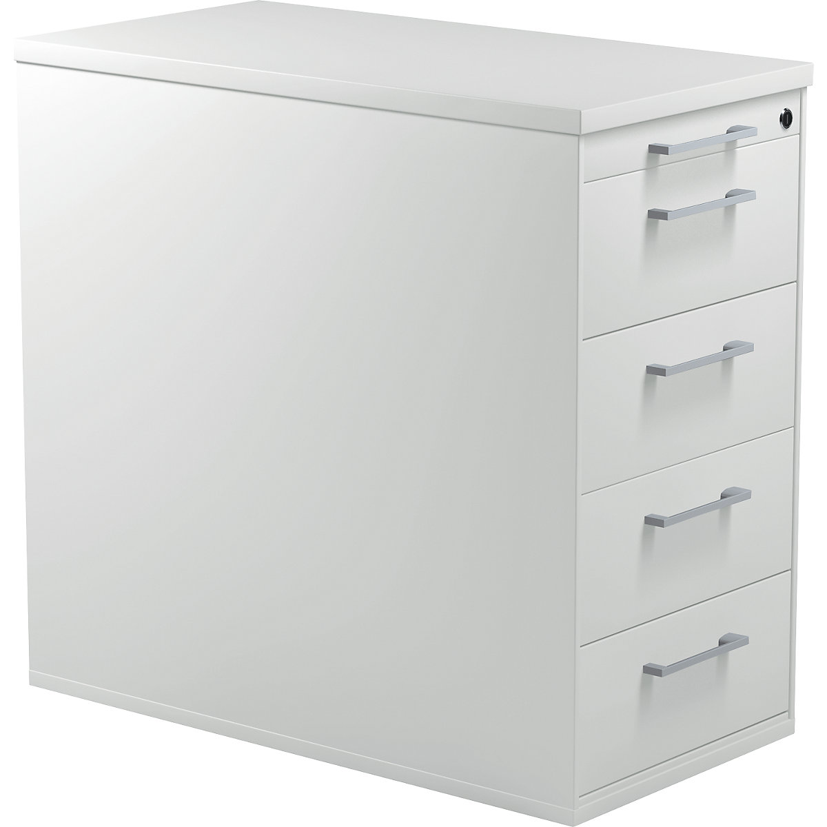 Drawer pedestal with plinth – mauser, height 720 mm, plastic top, 4 drawers, light grey / light grey / light grey-2