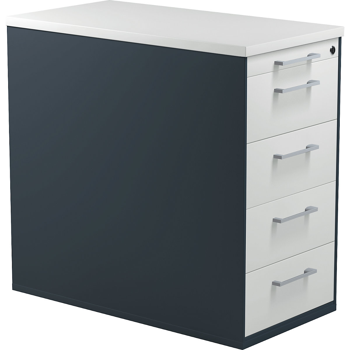 Drawer pedestal with plinth – mauser, height 720 mm, plastic top, 4 drawers, charcoal / light grey / light grey-3