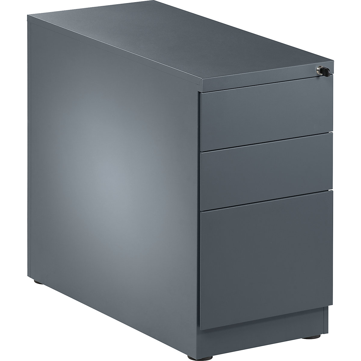 Fixed pedestal, steel – eurokraft basic, 1 pen tray, 2 drawers, 1 suspension file drawer, basalt grey-3