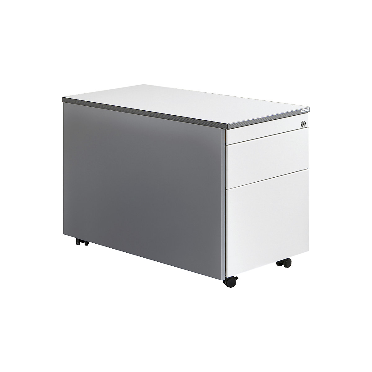 mauser – Mobile drawer unit, 1 drawer, 1 suspension file drawer, white aluminium / pure white