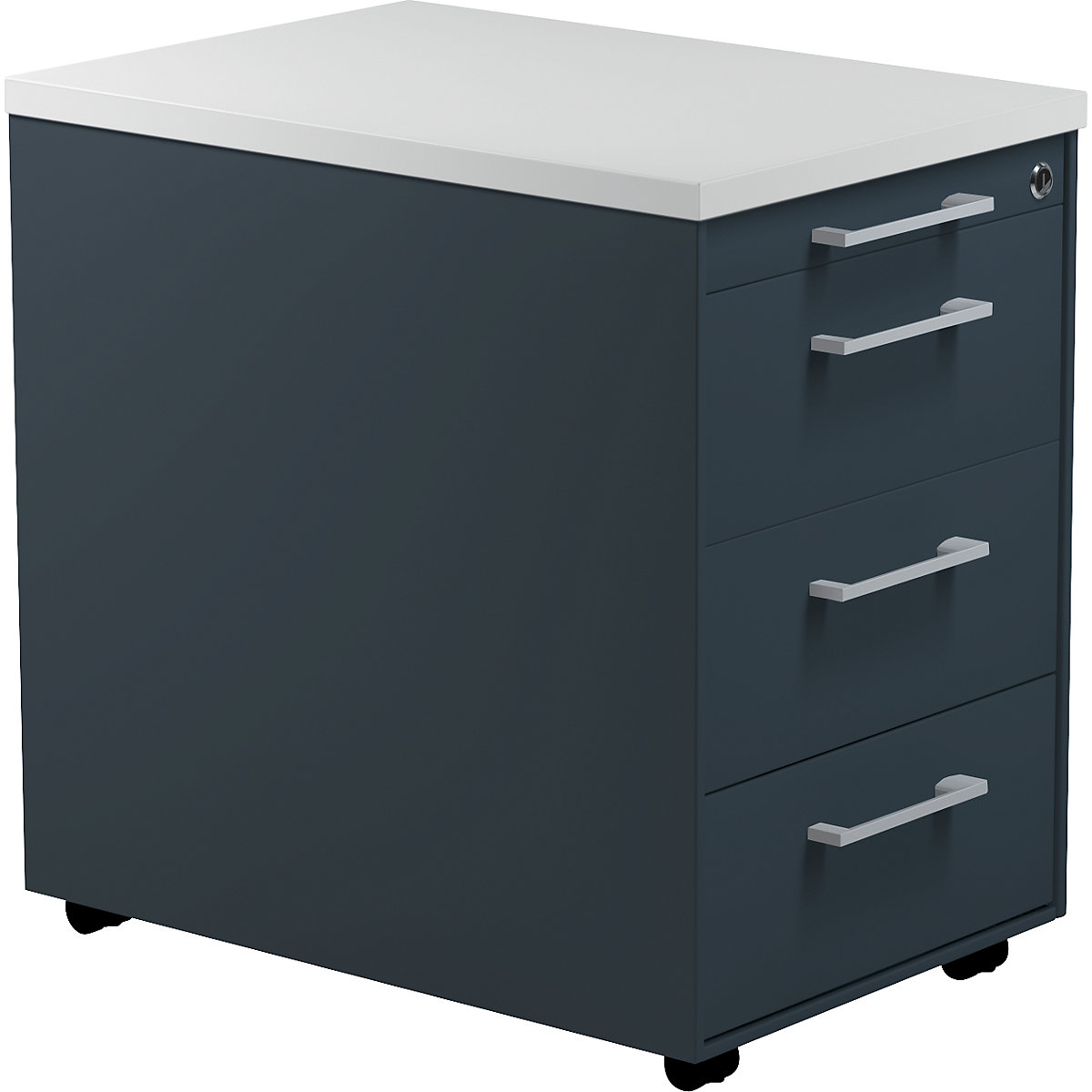 Mobile pedestal on castors – mauser, HxD 579 x 600 mm, 3 drawers, charcoal / charcoal / light grey-5