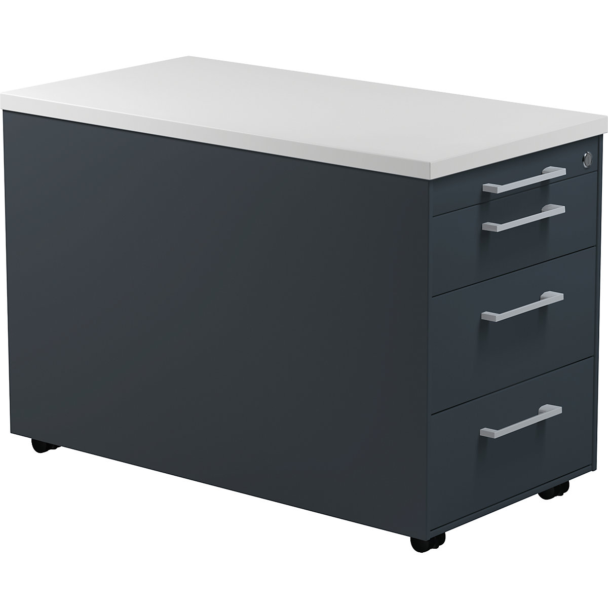 Mobile pedestal on castors – mauser, HxD 529 x 800 mm, 3 drawers, charcoal / charcoal / light grey-1