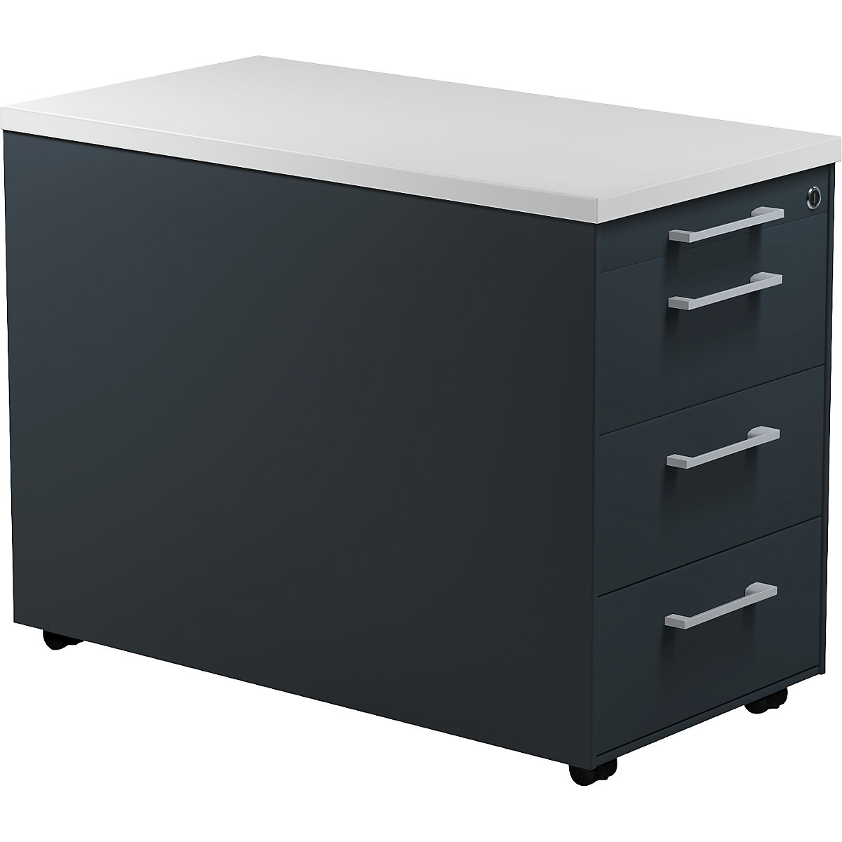 Mobile pedestal on castors – mauser, HxD 579 x 800 mm, 3 drawers, charcoal / charcoal / light grey-5