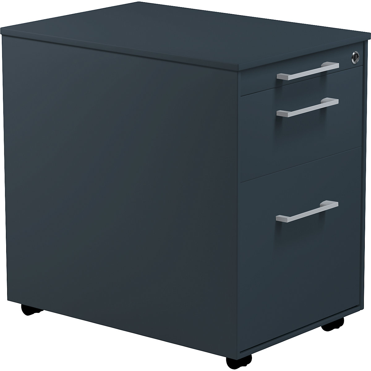 Mobile pedestal on castors – mauser, HxD 570 x 600 mm, 1 drawer, 1 suspension file drawer, charcoal / charcoal / charcoal-2