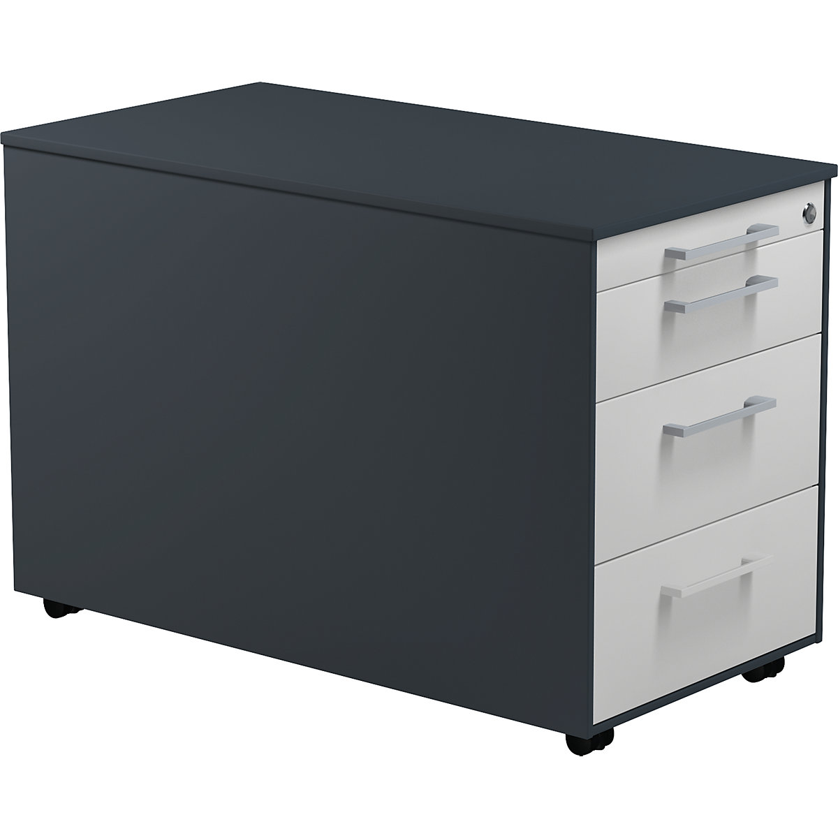 Mobile pedestal on castors – mauser, HxD 520 x 800 mm, 3 drawers, charcoal / light grey / charcoal-5