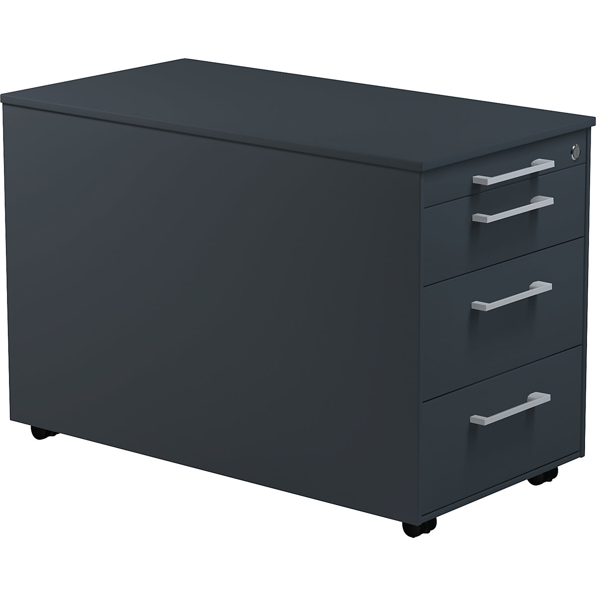 Mobile pedestal on castors – mauser, HxD 520 x 800 mm, 3 drawers, charcoal / charcoal / charcoal-2