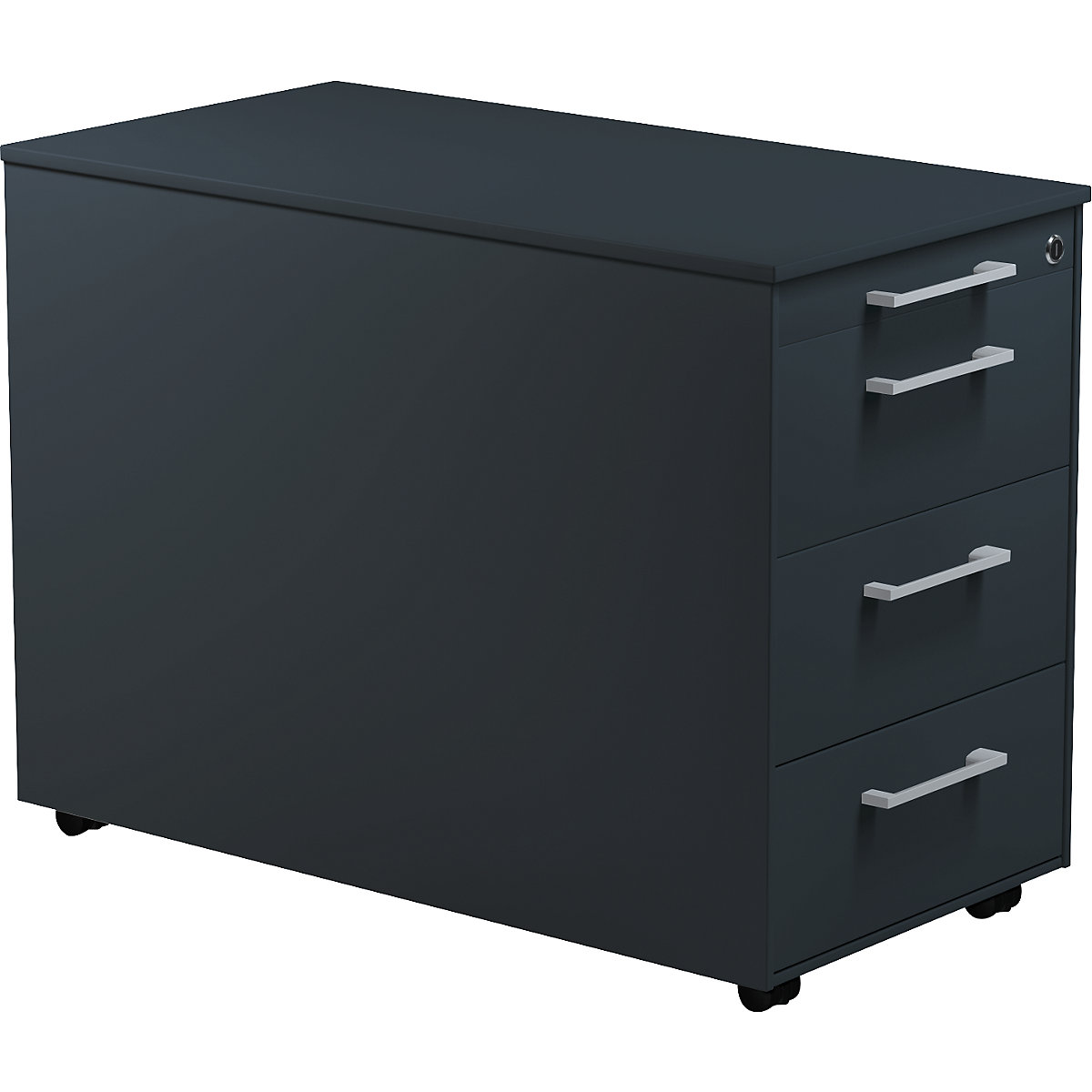 Mobile pedestal on castors – mauser, HxD 570 x 800 mm, 3 drawers, charcoal / charcoal / charcoal-4