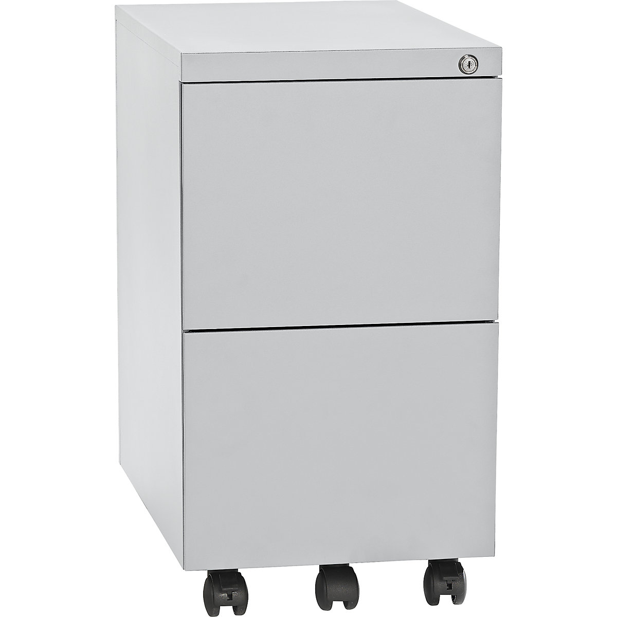 Mobile pedestal, steel – eurokraft basic, 2 suspension file drawers, depth 590 mm, light grey-3