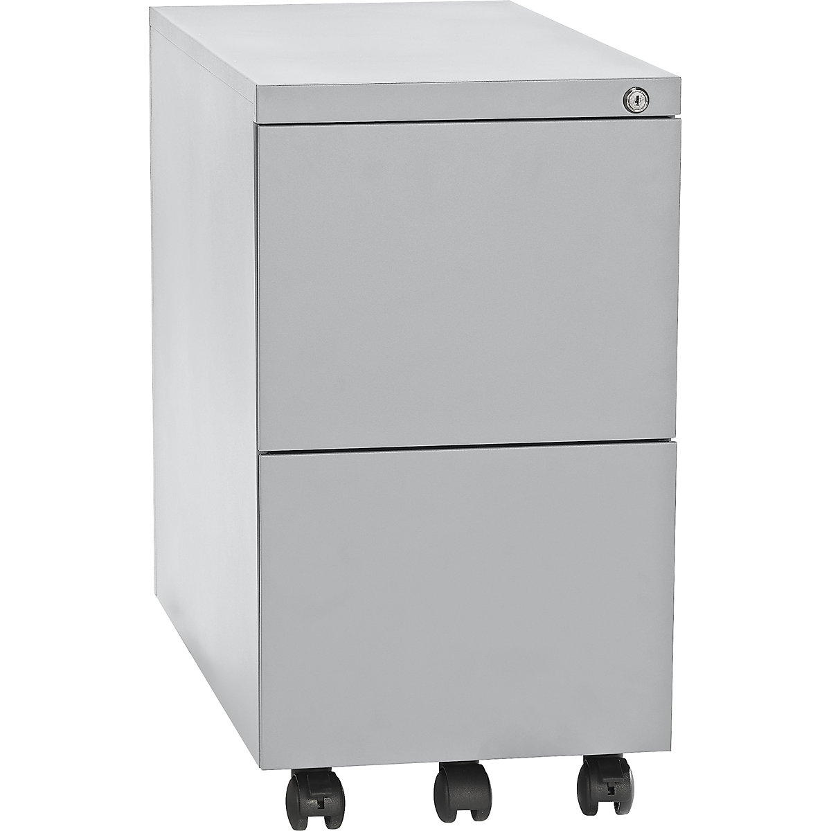 Mobile pedestal, steel – eurokraft basic, 2 suspension file drawers, depth 790 mm, light grey-2