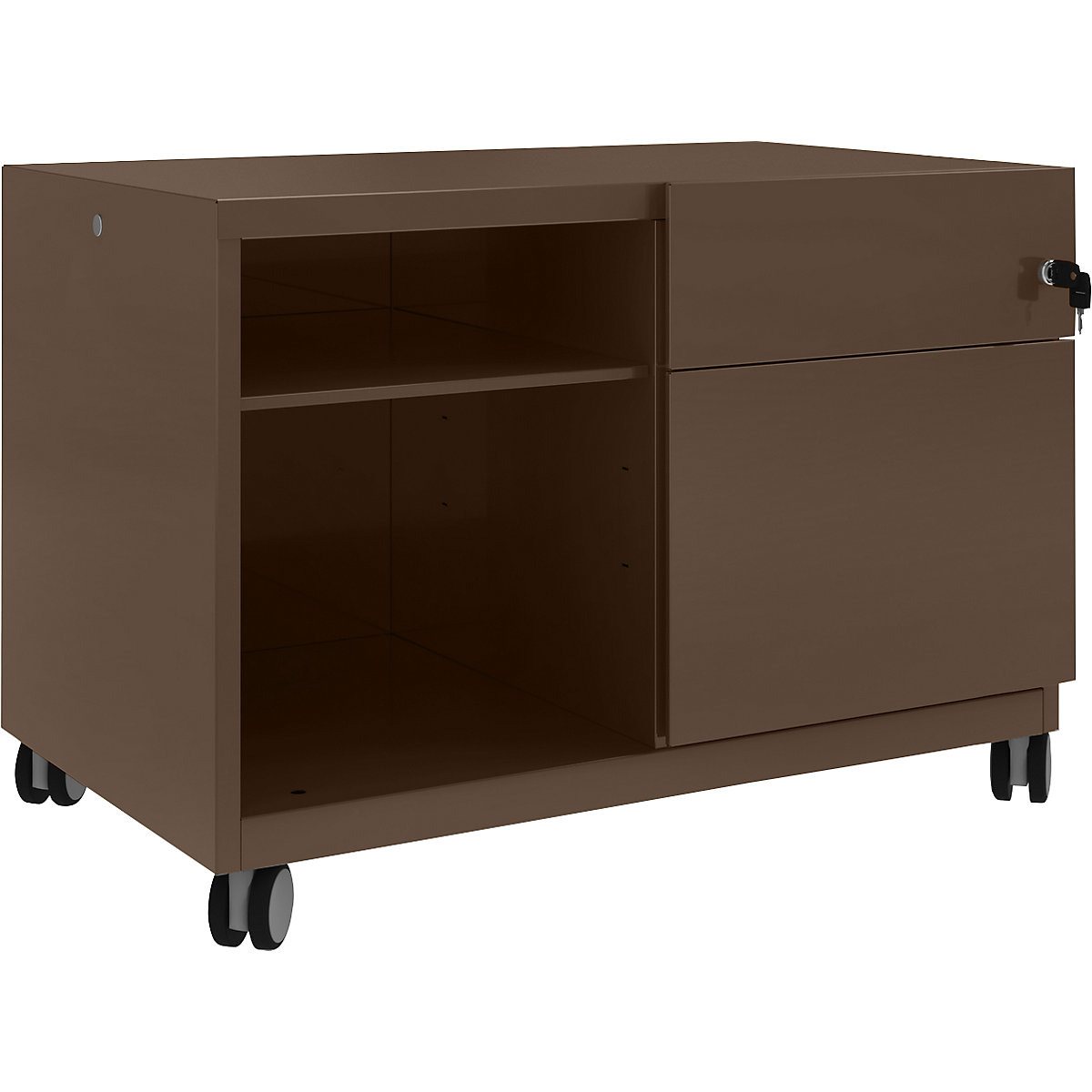 Note™ CADDY, HxBxT 563 x 800 x 490 mm – BISLEY, 1 universal drawer and suspension file drawer on the right, coffee-6