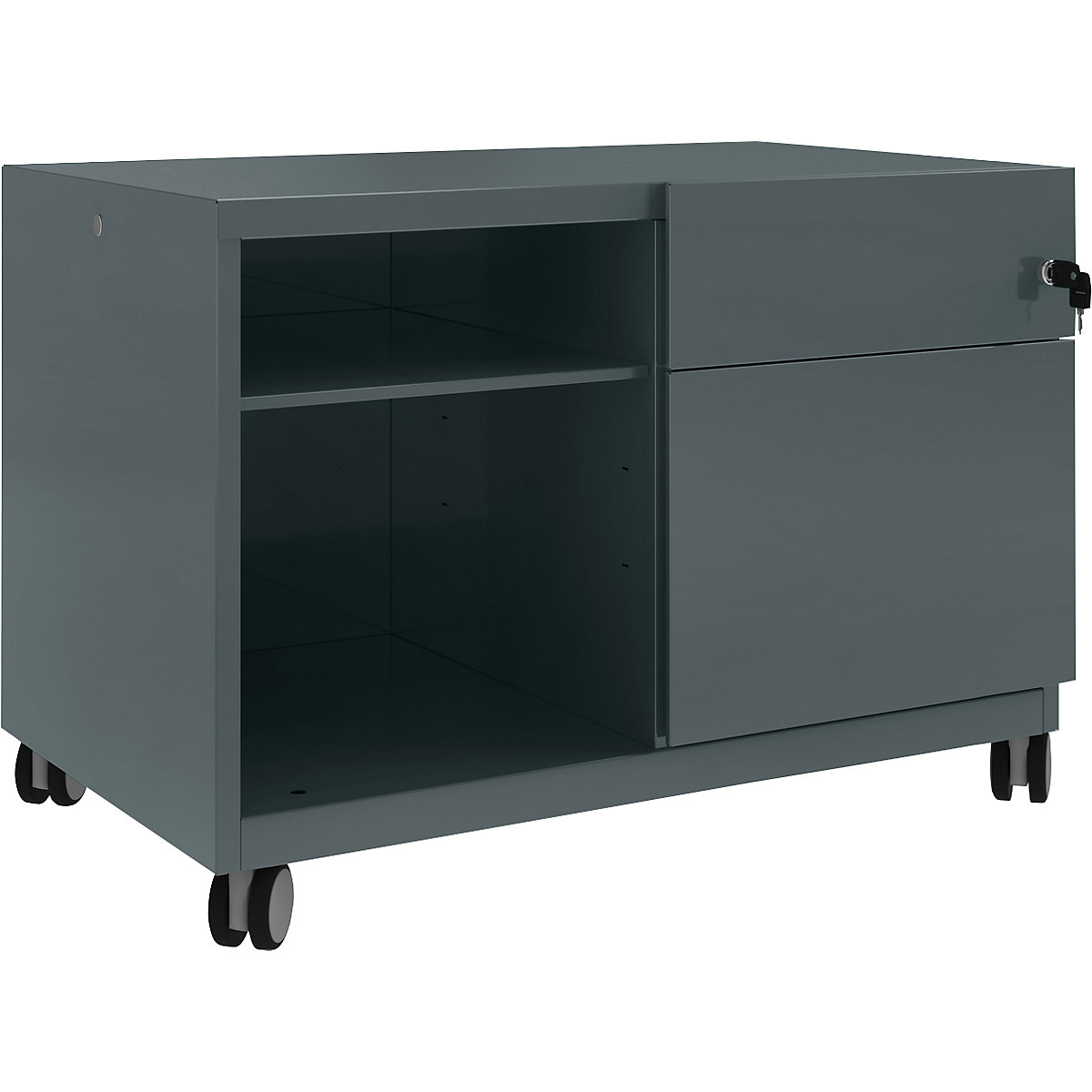 Note™ CADDY, HxBxT 563 x 800 x 490 mm – BISLEY, 1 universal drawer and suspension file drawer on the right, slate-8