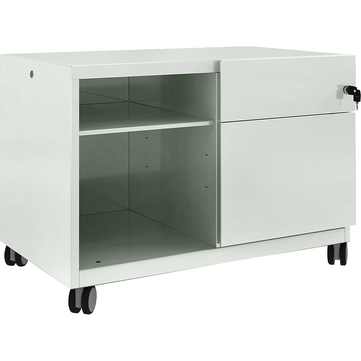 Note™ CADDY, HxBxT 563 x 800 x 490 mm – BISLEY, 1 universal drawer and suspension file drawer on the right, portland-25