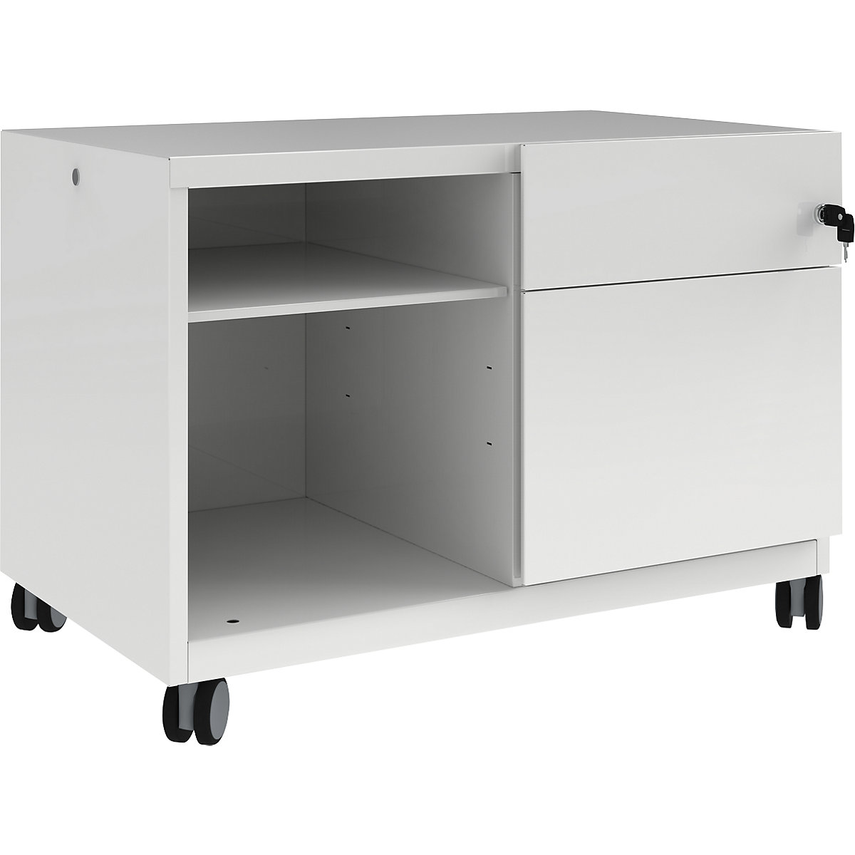 Note™ CADDY, HxBxT 563 x 800 x 490 mm – BISLEY, 1 universal drawer and suspension file drawer on the right, traffic white-17
