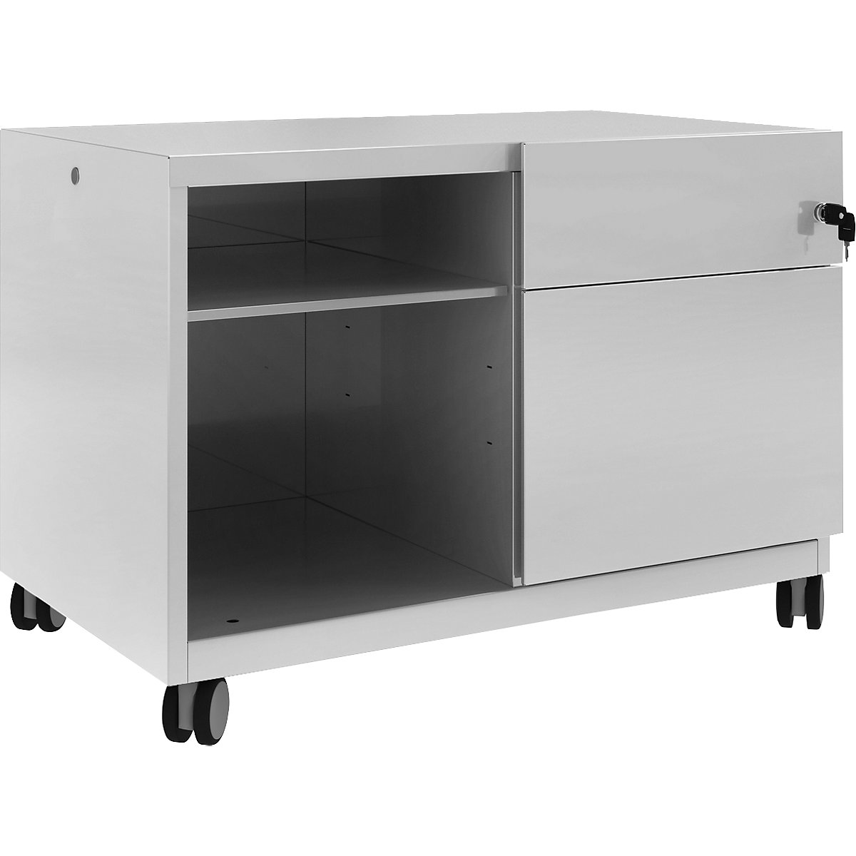 Note™ CADDY, HxBxT 563 x 800 x 490 mm – BISLEY, 1 universal drawer and suspension file drawer on the right, goose grey-7