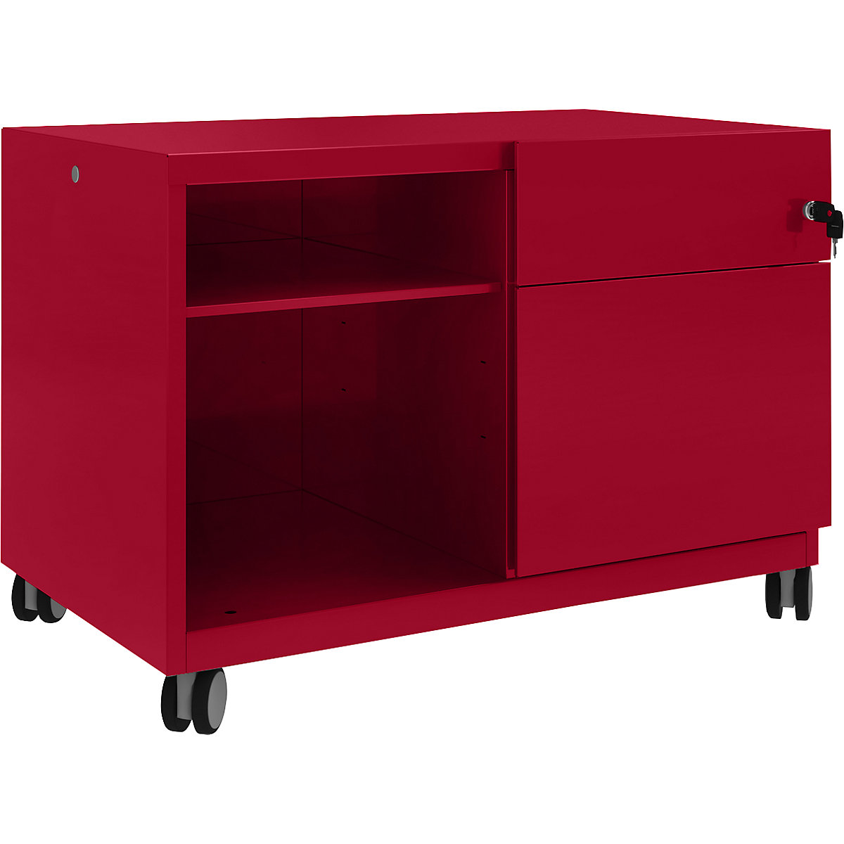 Note™ CADDY, HxBxT 563 x 800 x 490 mm – BISLEY, 1 universal drawer and suspension file drawer on the right, cardinal red-22