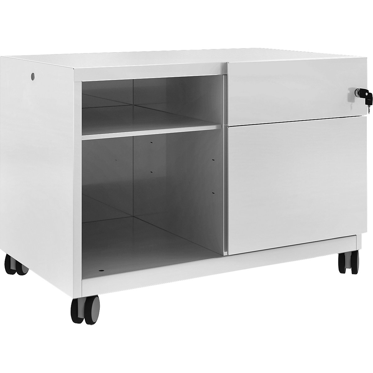 Note™ CADDY, HxBxT 563 x 800 x 490 mm – BISLEY, 1 universal drawer and suspension file drawer on the right, light grey-24