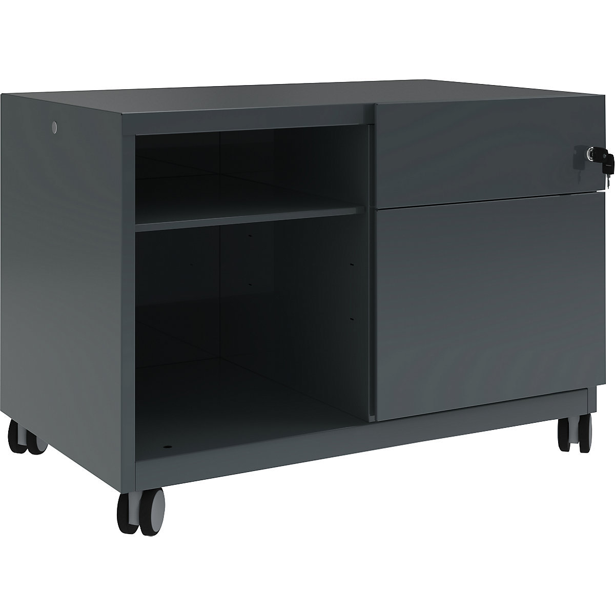 Note™ CADDY, HxBxT 563 x 800 x 490 mm – BISLEY, 1 universal drawer and suspension file drawer on the right, charcoal-33
