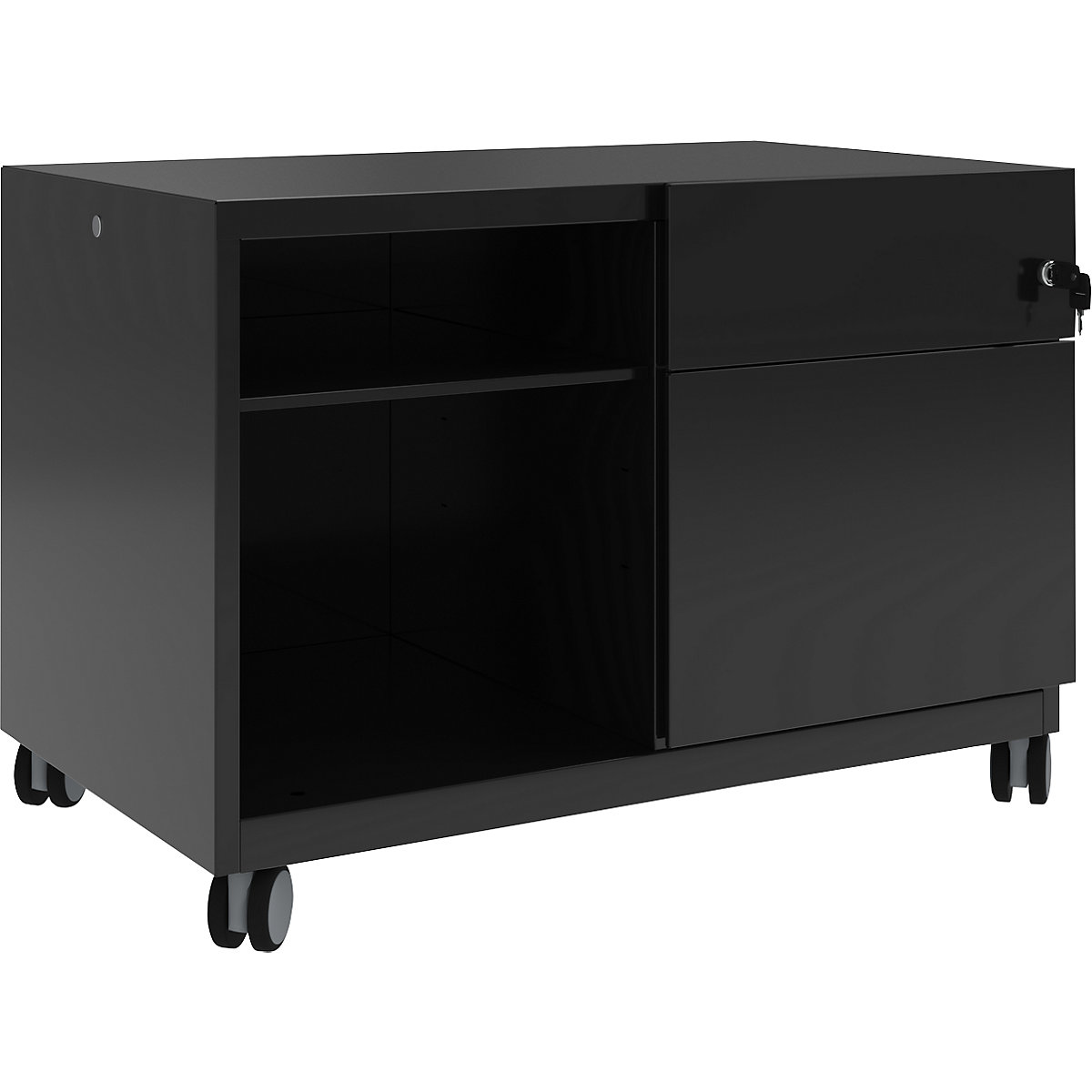 Note™ CADDY, HxBxT 563 x 800 x 490 mm – BISLEY, 1 universal drawer and suspension file drawer on the right, black-18