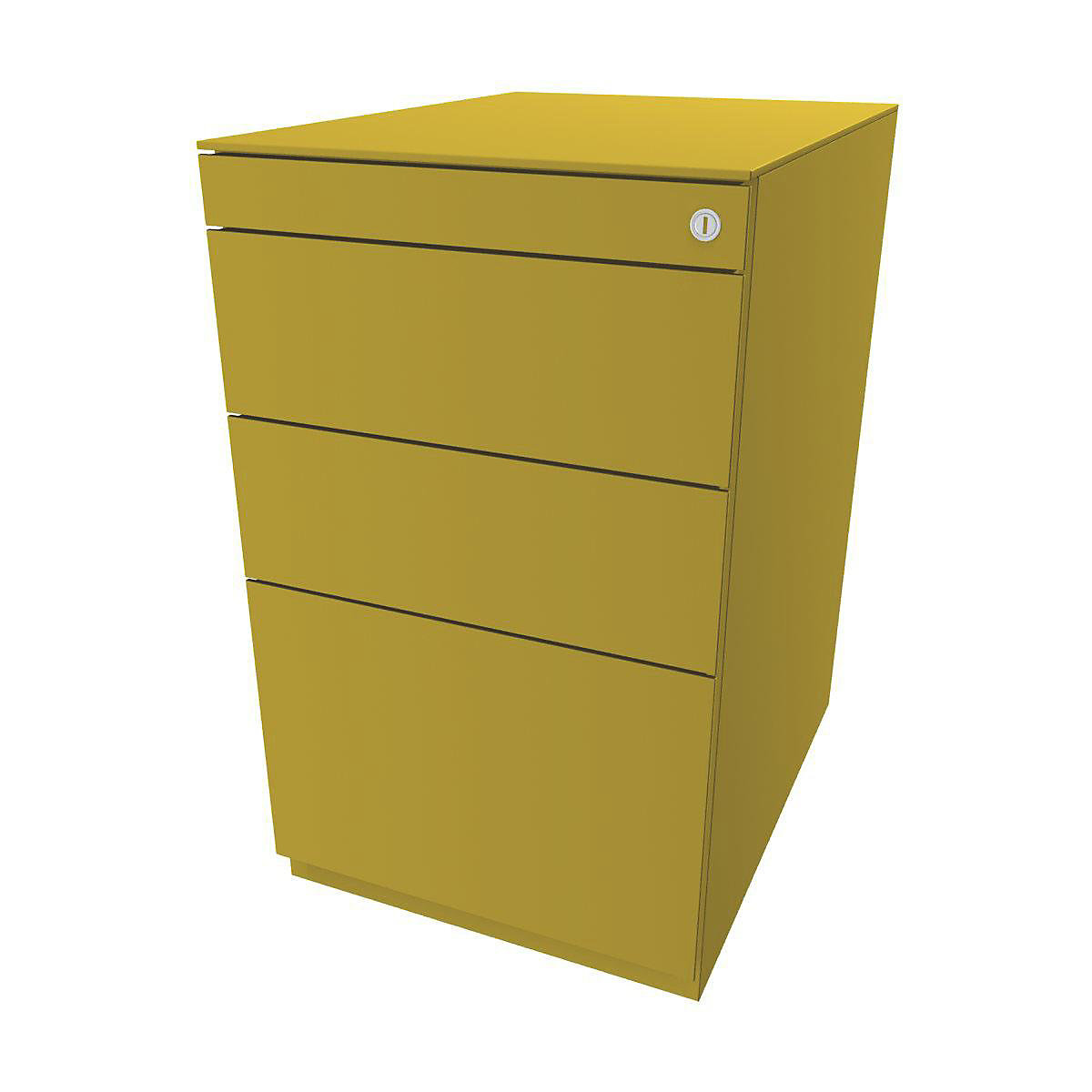 Note™ fixed pedestal, with 2 universal drawers, 1 suspension file drawer – BISLEY, with top, depth 565 mm, yellow-11