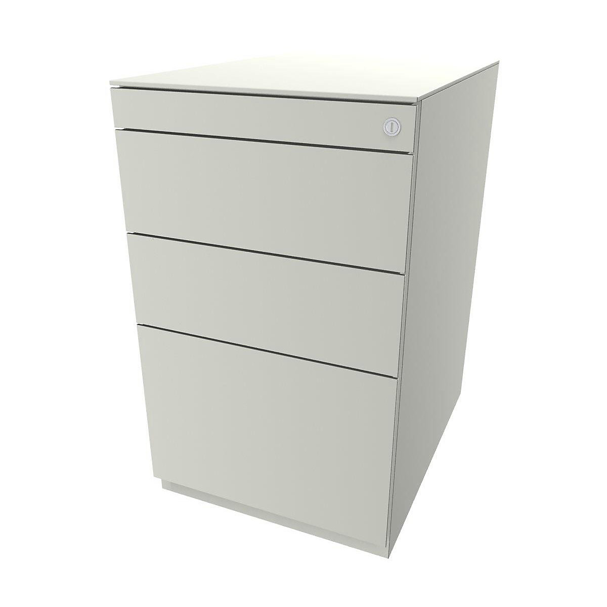 Note™ fixed pedestal, with 2 universal drawers, 1 suspension file drawer – BISLEY, with top, depth 565 mm, pure white-14