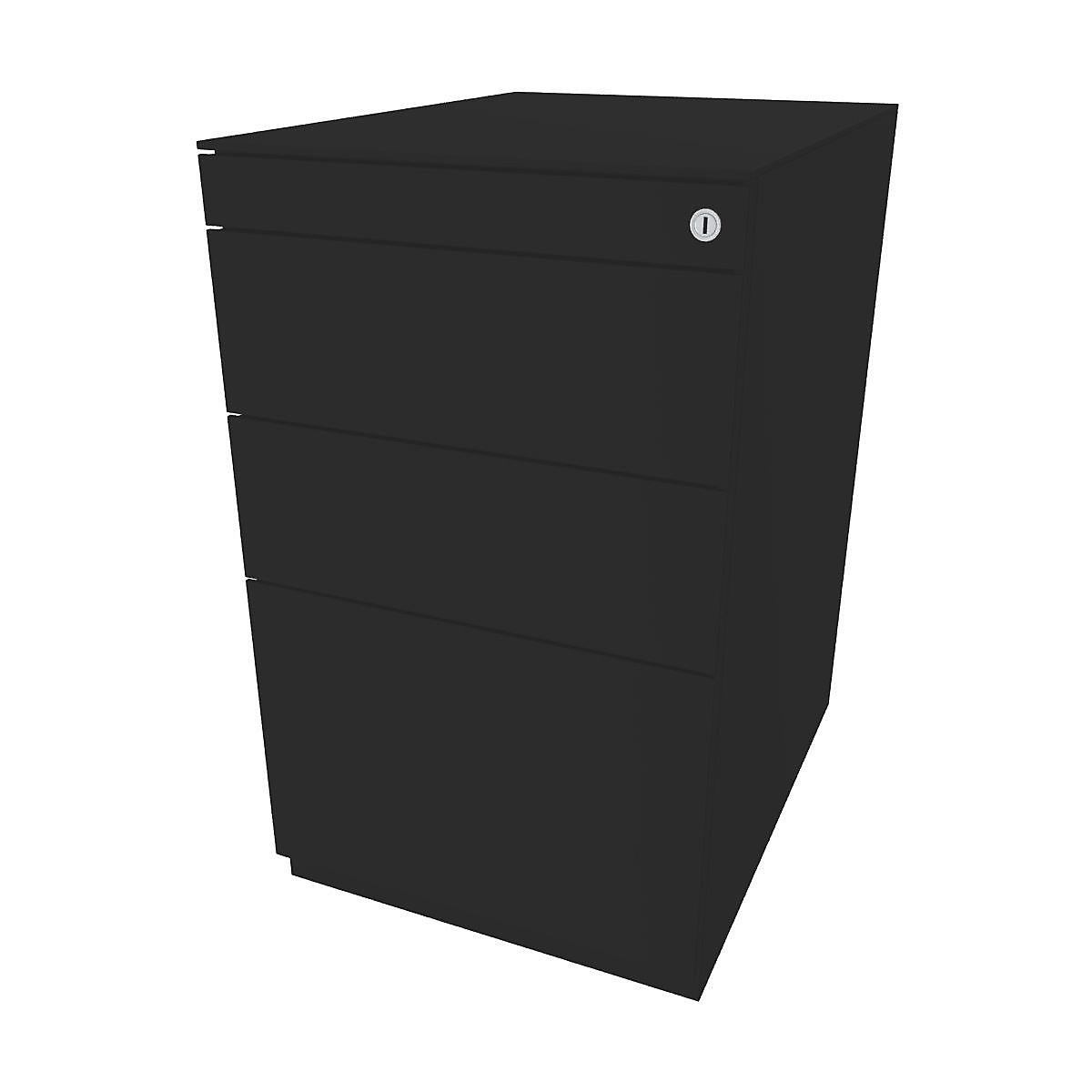 Note™ fixed pedestal, with 2 universal drawers, 1 suspension file drawer – BISLEY, with top, depth 565 mm, black-2