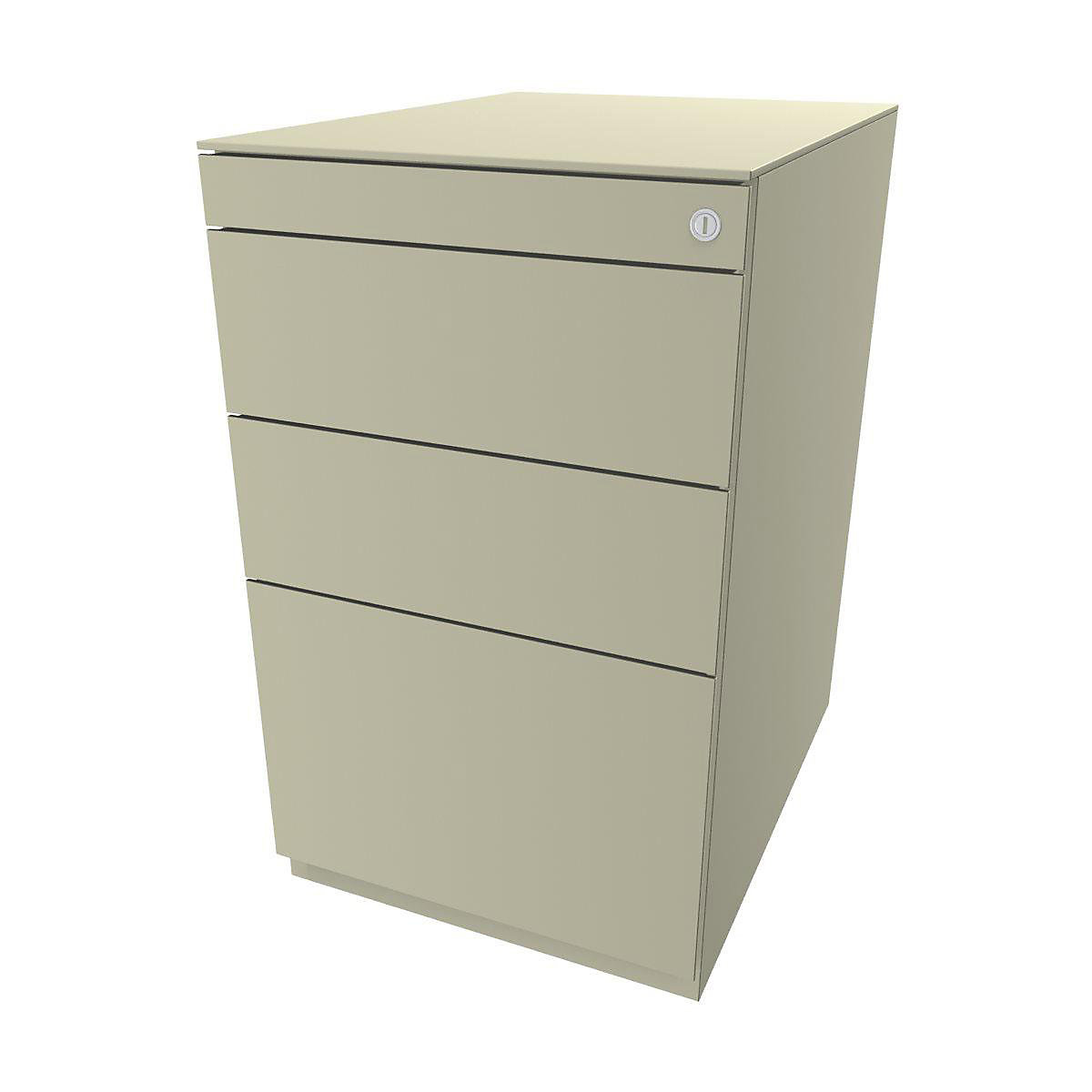 Note™ fixed pedestal, with 2 universal drawers, 1 suspension file drawer – BISLEY, with top, depth 565 mm, light ivory-4