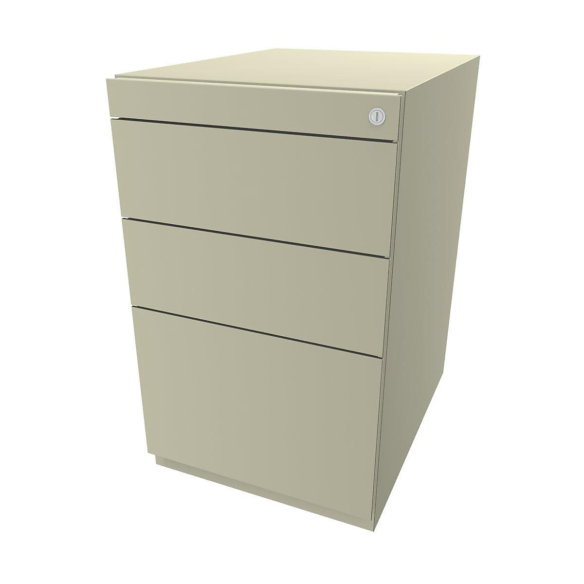 Note™ fixed pedestal, with 2 universal drawers, 1 suspension file drawer – BISLEY, without top, depth 565 mm, light ivory-4