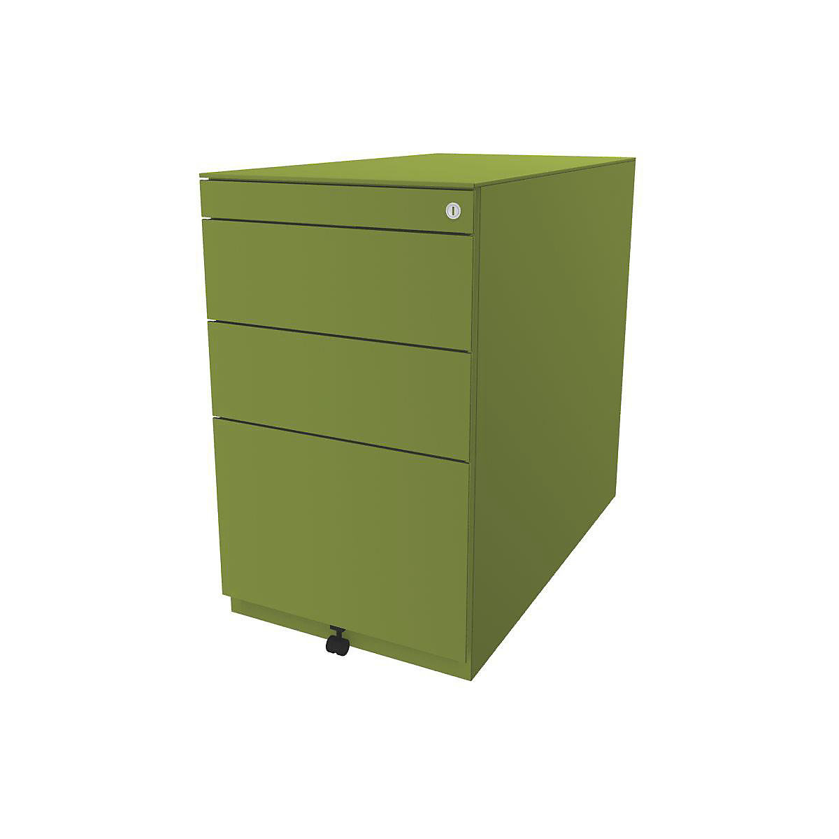 Note™ fixed pedestal, with 2 universal drawers, 1 suspension file drawer – BISLEY, with top, depth 775 mm, green-12