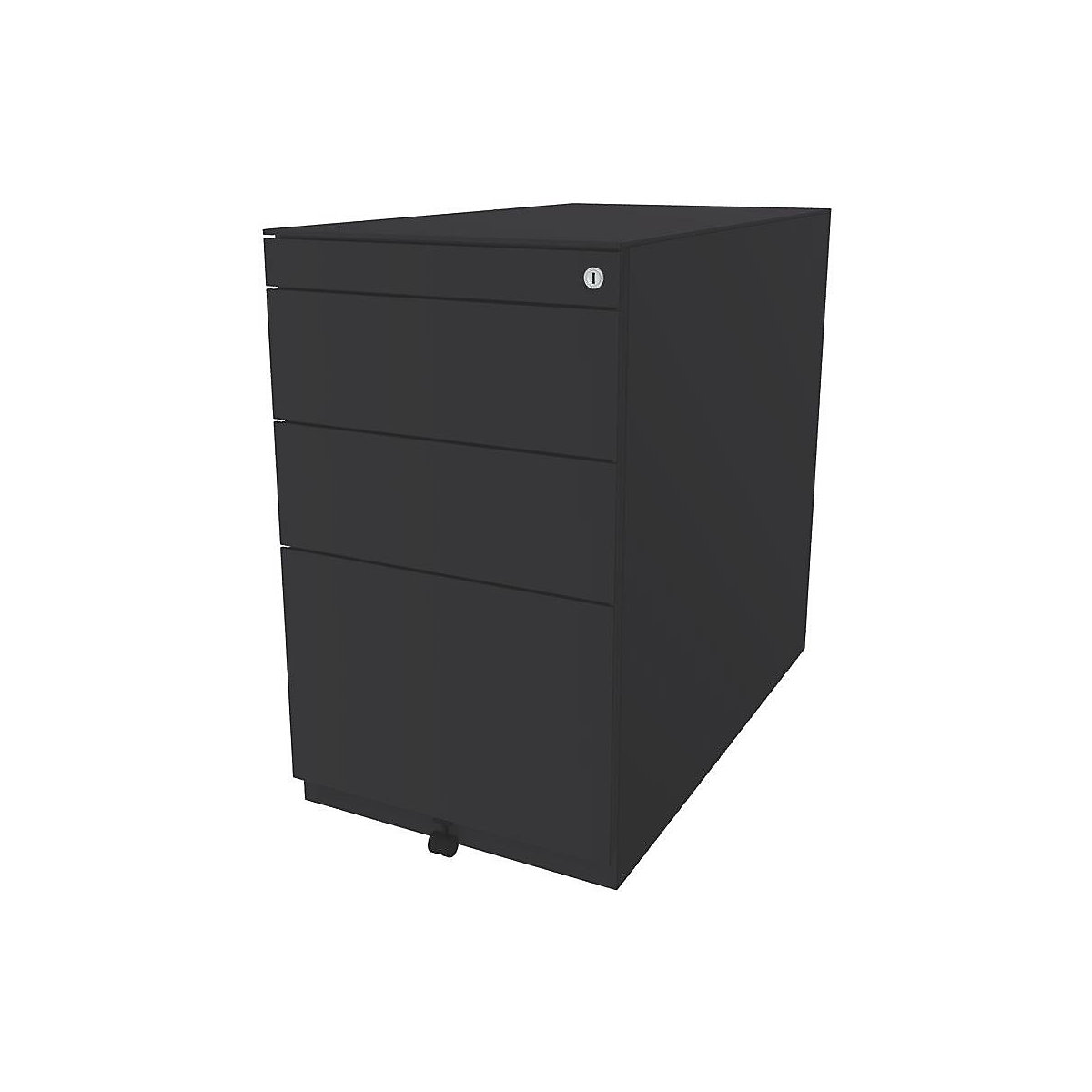 Note™ fixed pedestal, with 2 universal drawers, 1 suspension file drawer – BISLEY, with top, depth 775 mm, charcoal-6