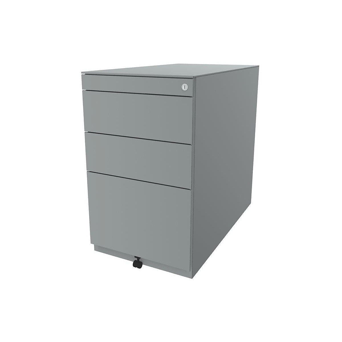 Note™ fixed pedestal, with 2 universal drawers, 1 suspension file drawer – BISLEY, with top, depth 775 mm, silver-5