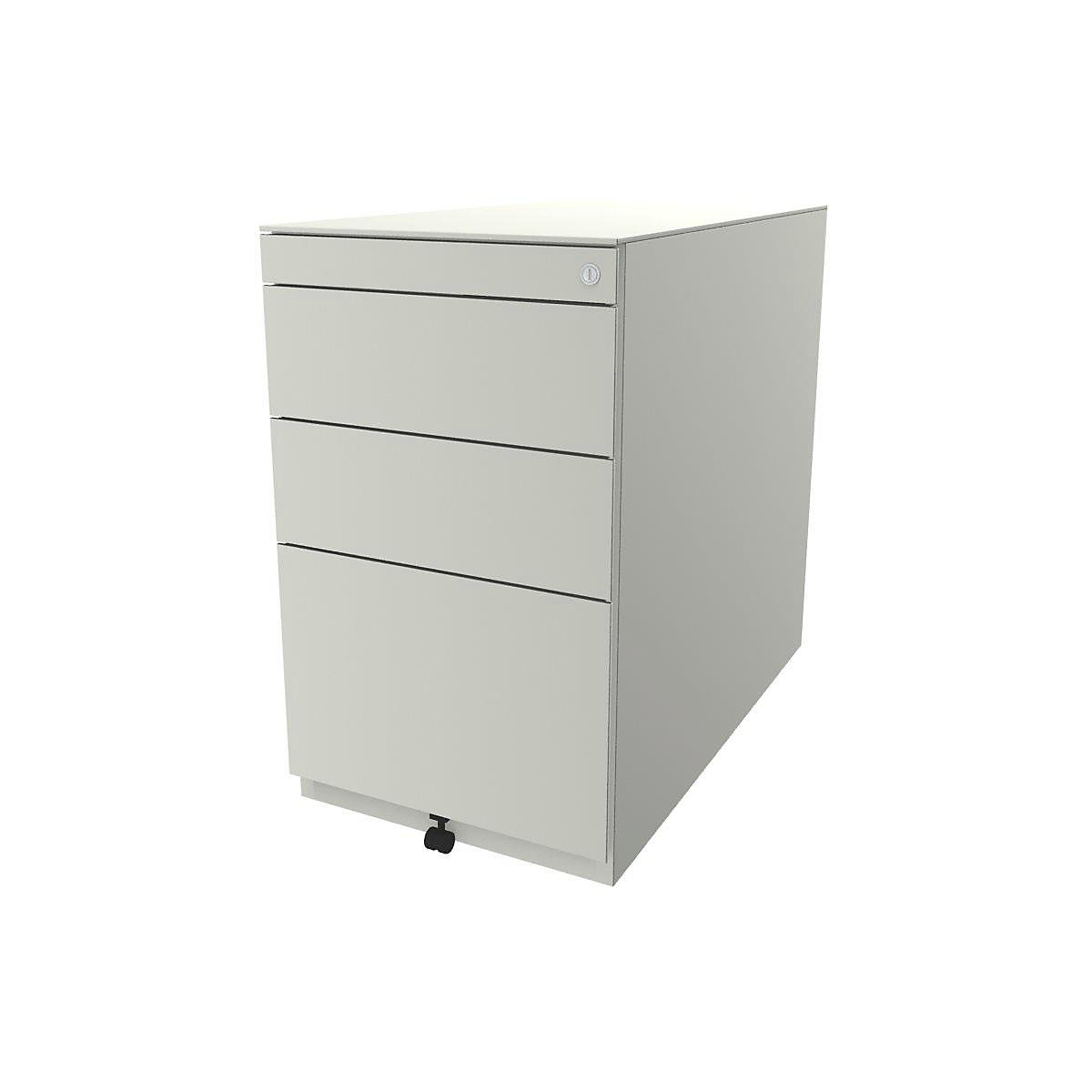 Note™ fixed pedestal, with 2 universal drawers, 1 suspension file drawer – BISLEY, with top, depth 775 mm, pure white-9