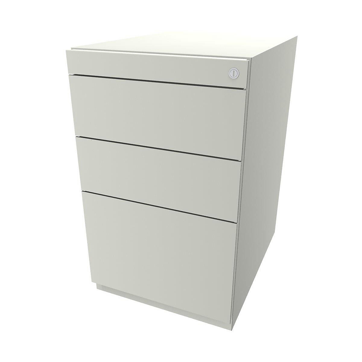 Note™ fixed pedestal, with 2 universal drawers, 1 suspension file drawer – BISLEY, without top, depth 565 mm, pure white-1