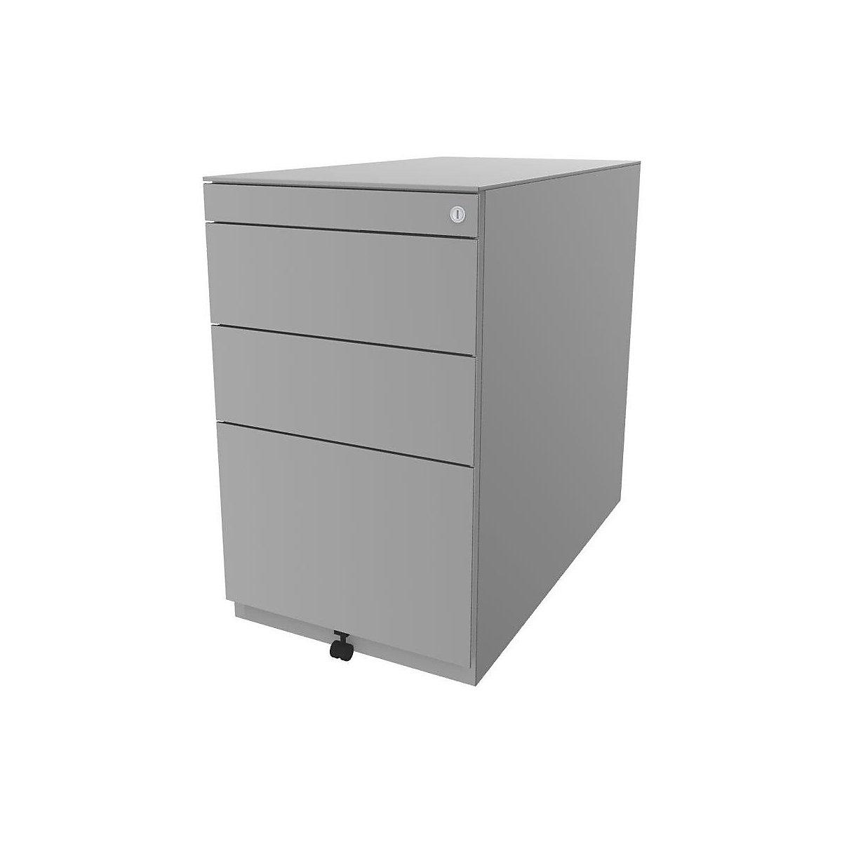 Note™ fixed pedestal, with 2 universal drawers, 1 suspension file drawer – BISLEY, with top, depth 775 mm, light grey-11