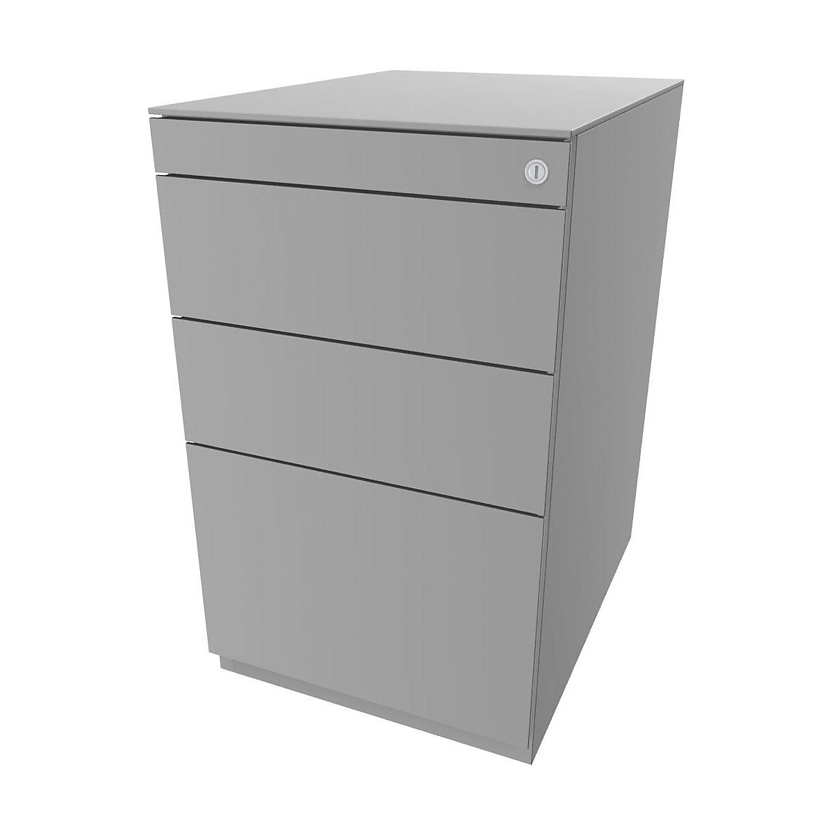 Note™ fixed pedestal, with 2 universal drawers, 1 suspension file drawer – BISLEY, with top, depth 565 mm, light grey-13