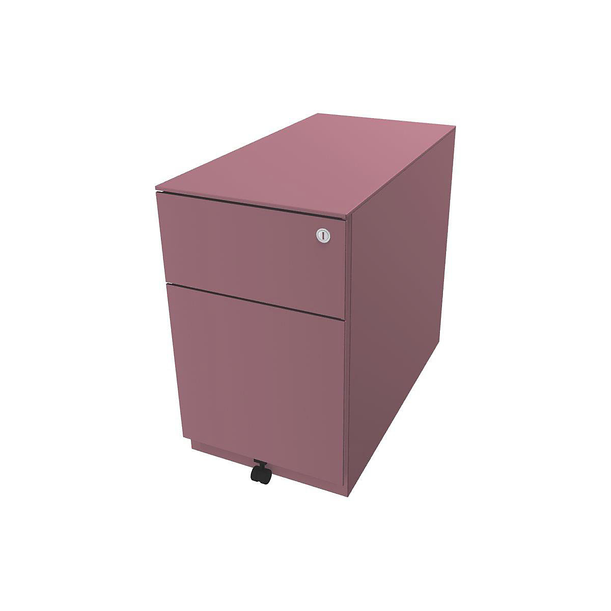 Note™ mobile drawer unit, with 1 suspension file drawer, 1 universal drawer – BISLEY, HxWxD 502 x 300 x 565 mm, with grip rail and top, pink-13