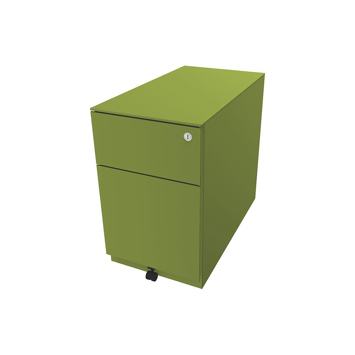 Note™ mobile drawer unit, with 1 suspension file drawer, 1 universal drawer – BISLEY, HxWxD 502 x 300 x 565 mm, with grip rail and top, green-10