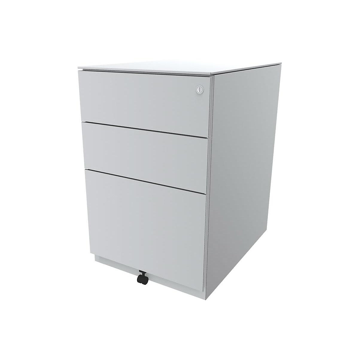 Note™ mobile drawer unit, with 2 universal drawers, 1 suspension file drawer – BISLEY, HxWxT 652 x 420 x 565 mm, with top, traffic white-3