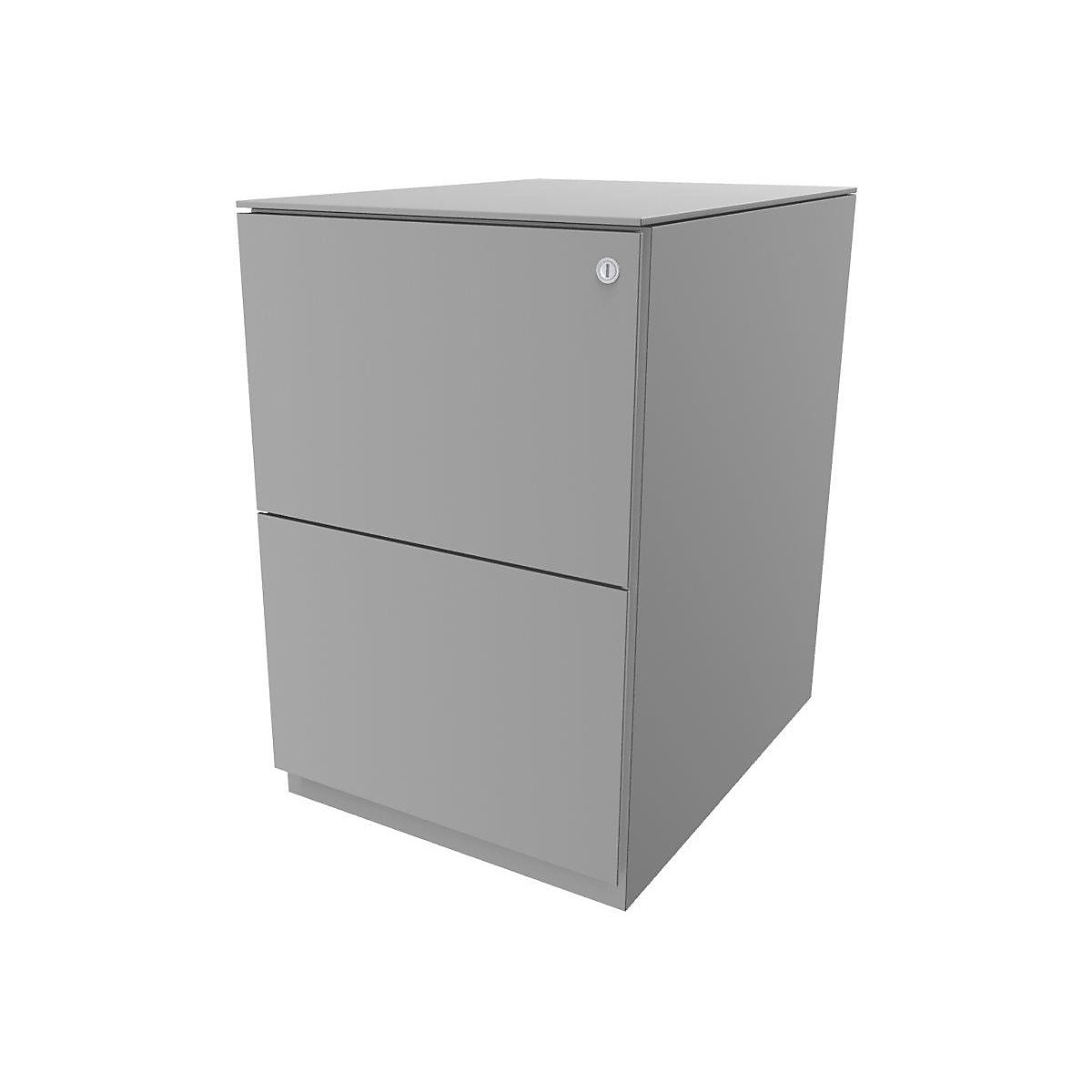 Note™ mobile pedestal, with 2 suspension file drawers – BISLEY, HxW 652 x 420 mm, with top, light grey-4