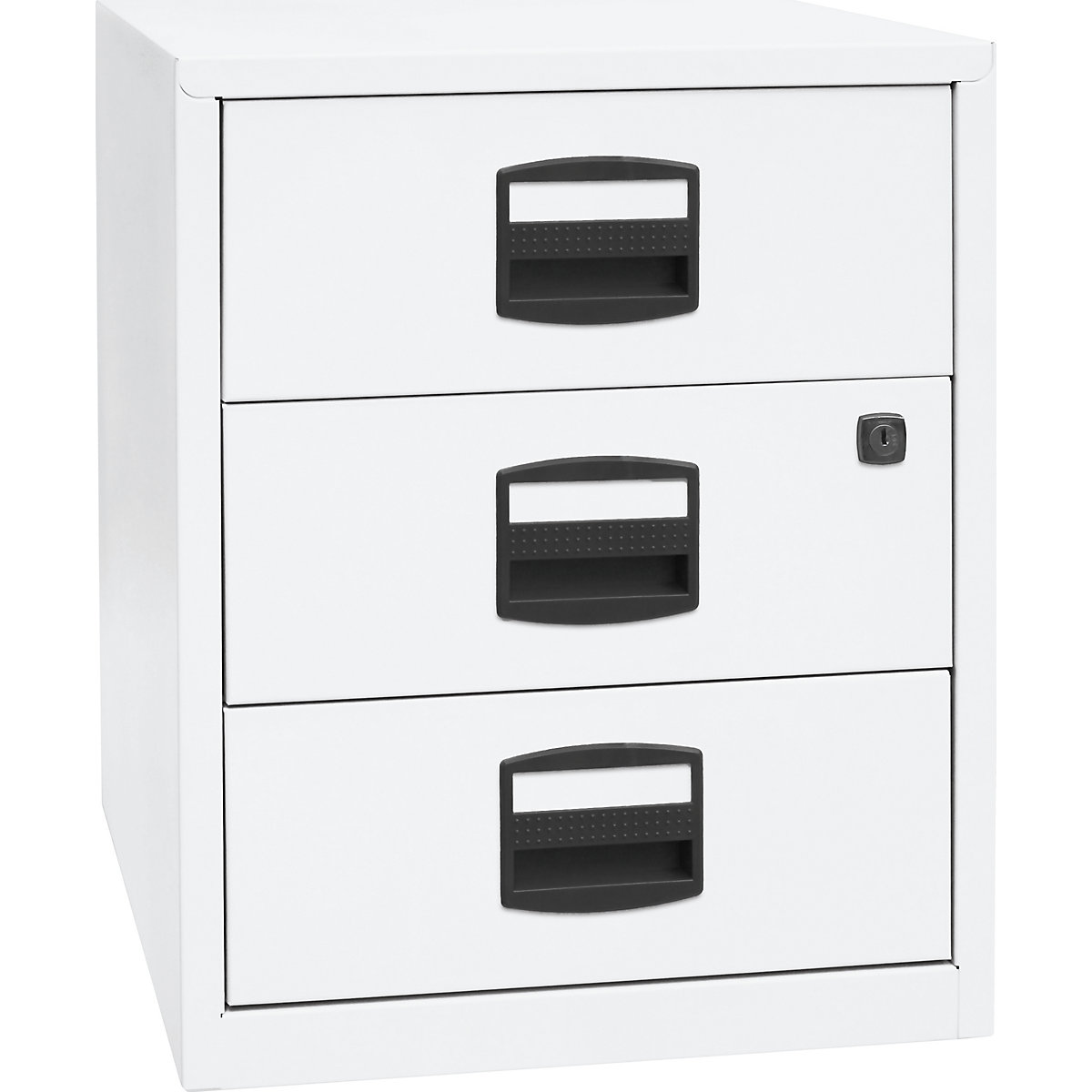 PFA mobile pedestal – BISLEY, 3 universal drawers, traffic white-3