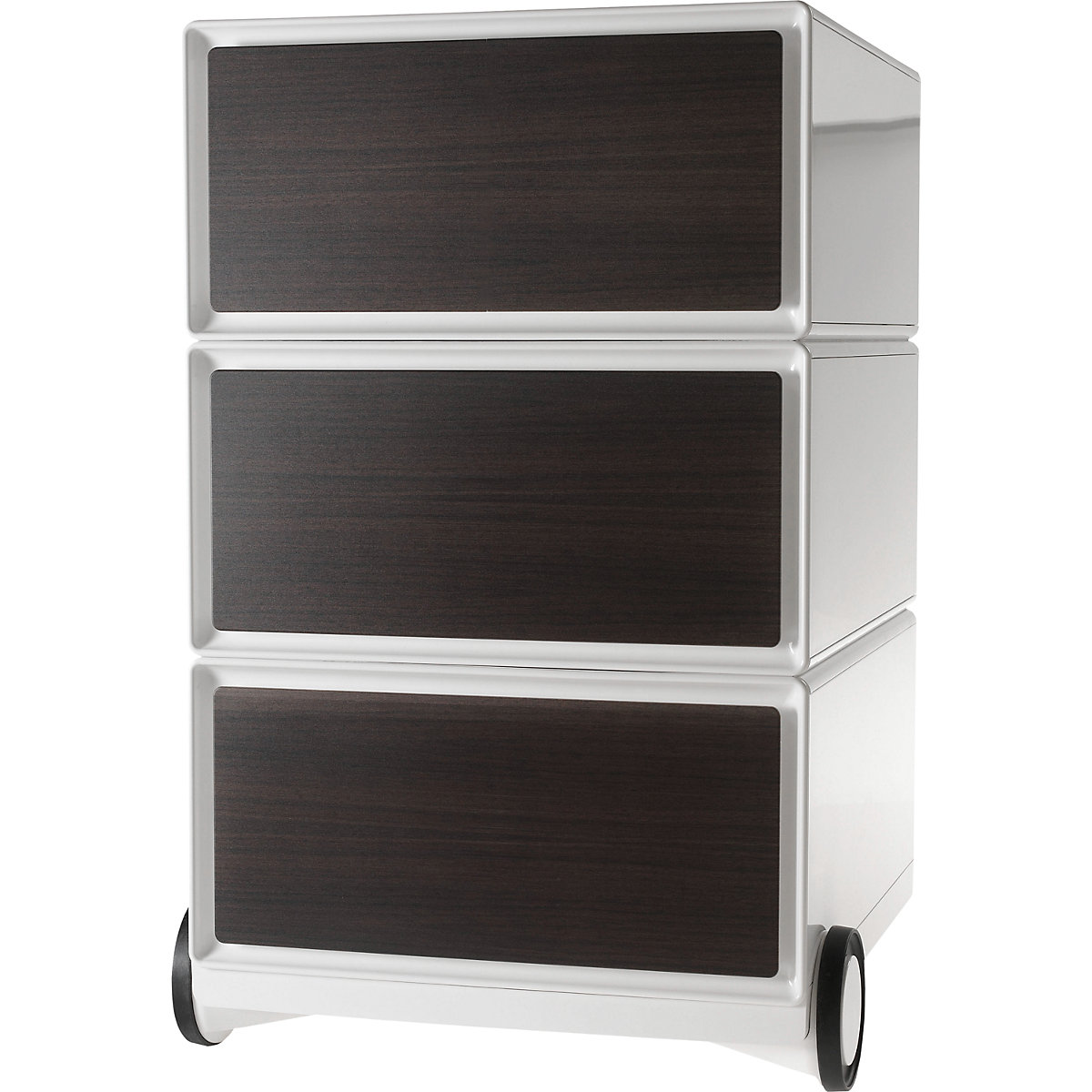 easyBox® mobile pedestal – Paperflow, 3 drawers, white / wenge-11