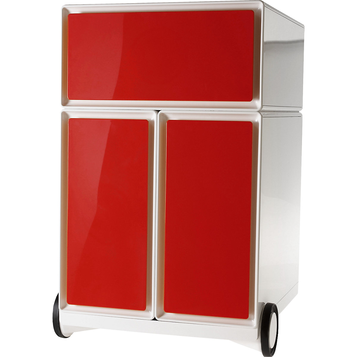 easyBox® mobile pedestal – Paperflow, 1 drawer, 2 suspension file drawers, white / red-15