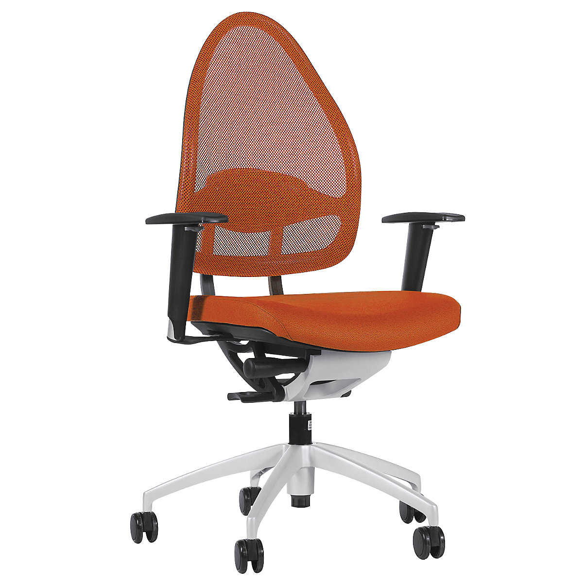 Designer office swivel chair, with net back rest – Topstar, back rest 550 mm, orange-5