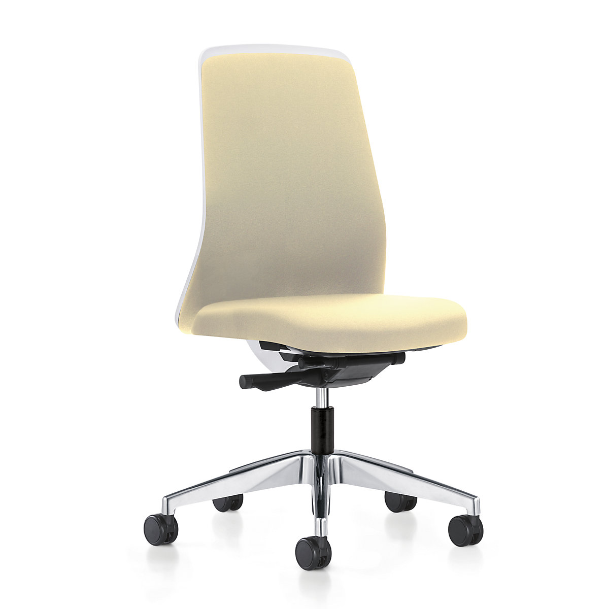 EVERY operator swivel chair, chillback back rest in white – interstuhl, polished frame, with hard castors, beige, seat depth 430 mm-6